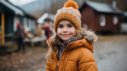 little boy with hat and warm clothes