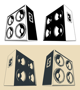 Bass speaker cabinet illustrations