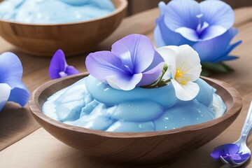 Obraz na płótnie Canvas sweet blue butterfly pea ice cream 