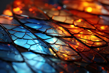 The intricate structure of a dragonfly wing, showcasing its adaptation for agile flight. Concept of...