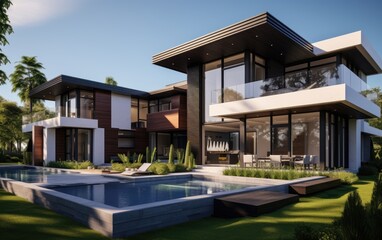 Fototapeta premium A modern and sleek architectural house design