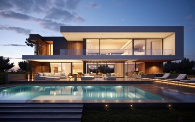 Obraz premium A modern and sleek architectural house design