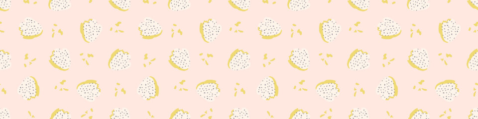 Midcentury modern floral vector endless vector border. Organic summer gender neutral 70s matisse banner. 