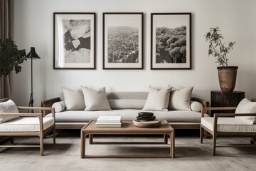 Two frames displayed in a serene living area. Generative AI