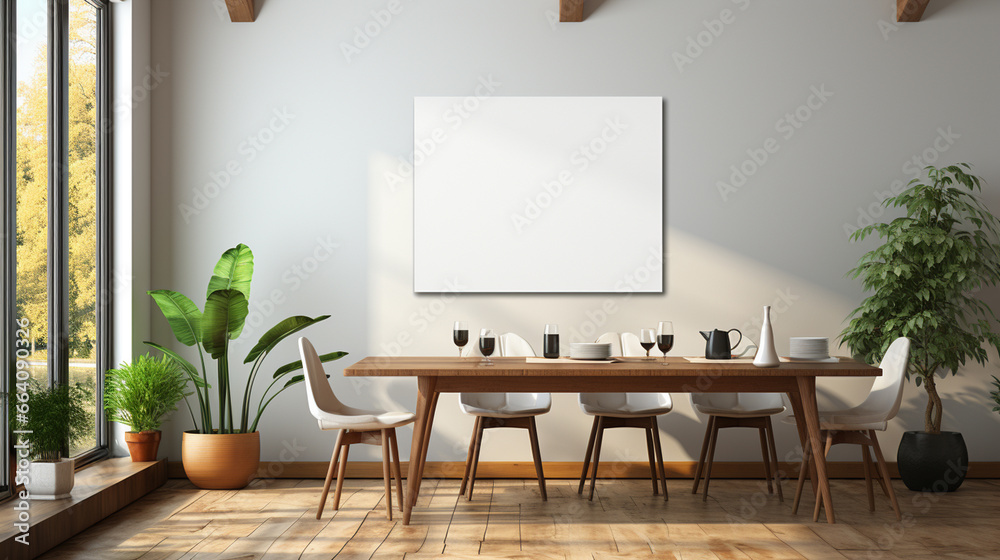 Wall mural mockup poster in the interior,