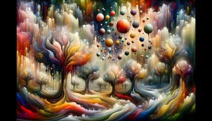 Enchanted Forest: Surrealist Dreams and Abstract Expressionist Splatters