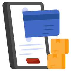 Editable design icon of mobile card payment