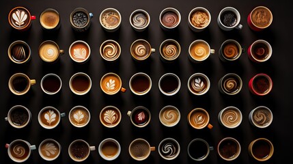  a large collection of coffee cups with different designs on them.  generative ai