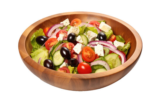 A Bowl of Greek Salad Isolated on a Transparent Background