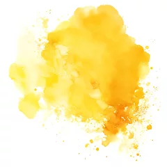 Tuinposter Gold color watercolor splash paint texture on white background. Generative ai © designermetin