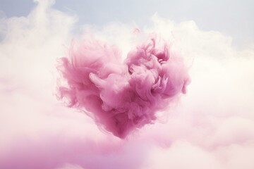 Pink smoke heart floating in the air. Generative AI