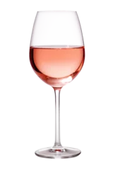 Foto op Plexiglas A glass of rose wine on a transparent background. Png file © Kordiush