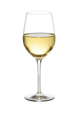 A glass of white wine on a transparent background. Png file - obrazy, fototapety, plakaty