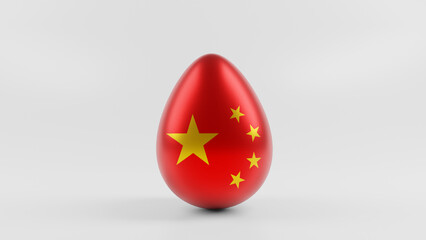 3d rendering of a red egg in the color of the flag of China. Red egg and gold stars. An idea for a political illustration related to the East, China.