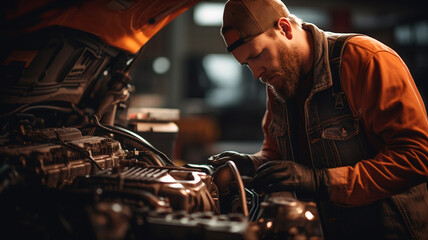 Typical Caucasian Car Mechanic at an Auto Repair Shop