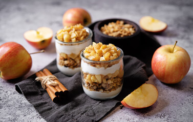 Apple greek yogurt granola parfait