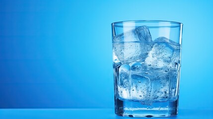  a glass of ice water with ice cubes in it.  generative ai
