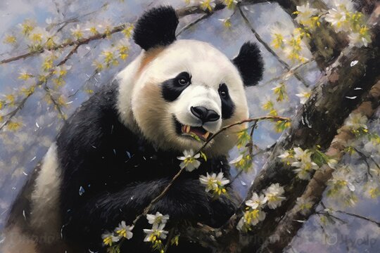 close up of a panda. Generative AI