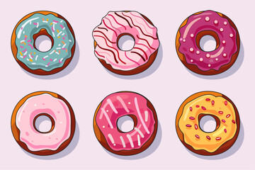 Fototapeta premium Set of colorful donuts with different types of topping