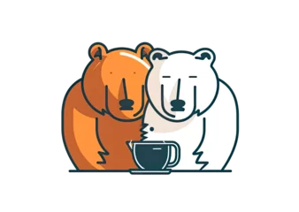 Fototapeten two teddy bear friends have a cup of tea © maaramore©	