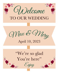 Editable wedding welcome sign template, wedding signage, wedding decoration, editable and printable, minimalist, digital download.