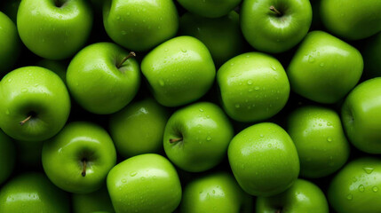 A full-texture of green apples. A background made of fruit.