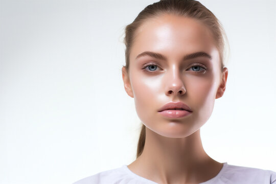 Skin care. Flawless and glowly skin of healthy woman in close-up studio shot