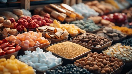 Fototapeta premium a table full of different kinds of nuts