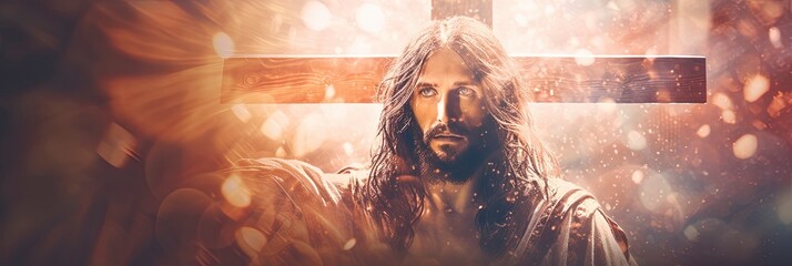 Religious scene with Jesus Christ - obrazy, fototapety, plakaty