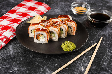 Chicken fillet with spinach and sun-dried tomatoes in coconut milk.