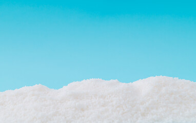 Beautiful Christmas winter landscape background. Christmas snowy mountains. Minimal New Year or Christmas concept. Trendy winter holidays idea. Winter aesthetic. Copy space.