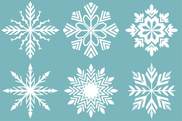 Vector set of different snowflakes isolated on a background