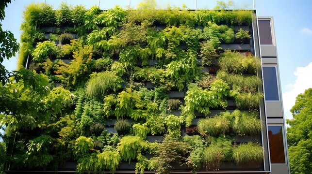 Architectural structure in green plants. Generation AI