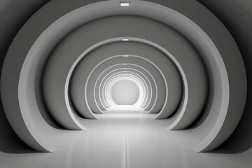 Modern, minimalist architectural tunnel with elegant concrete structures on a contemporary abstract backdrop. Perfect for magazine backgrounds or wallpapers. Generative AI