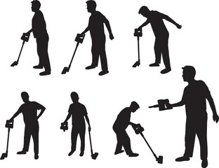 Silhouette of vacuuming man