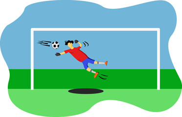 vector illustration of a goalkeeper jumping to catch the ball, suitable for posters and book illustrations