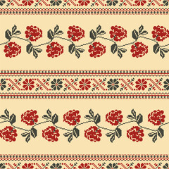 Traditional Polish embroidery vector pattern - obrazy, fototapety, plakaty