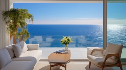 View from luxury apartment to open sea