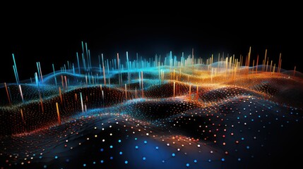 Fototapeta premium Particle presentation of information flow in IT Technology