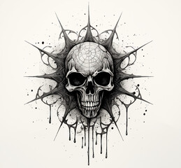 Sun Rays Star Eye Skull Masonic Sign Tattoo Print Stamp