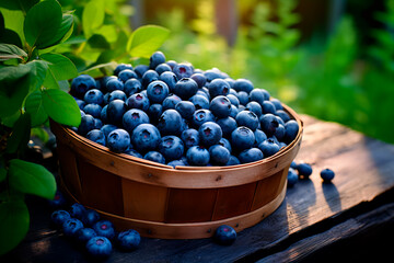 A good harvest of blueberries. Cultivation of blueberries. Farm and field. Harvested agricultural crops.