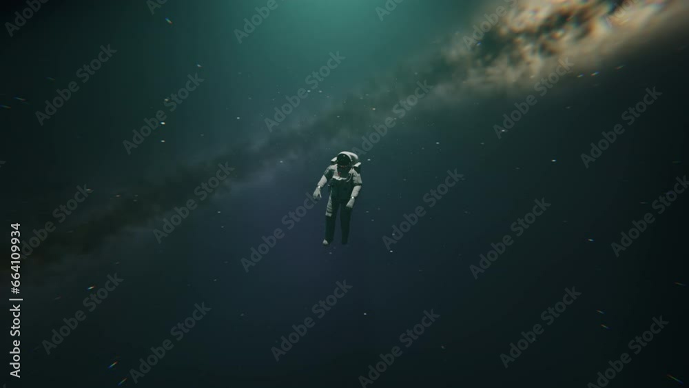 Wall mural astronaut floating in space in a 3d animation