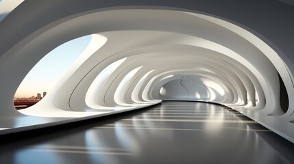 Obraz premium Luxury interior design of a modern building. 3d render of interior of modern office building. 3d illustration