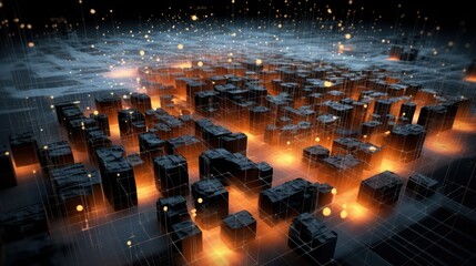 Obraz premium Architecture Particle Visualization in IT Technology