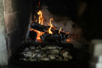 fire in the fireplace