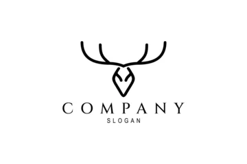 Foto op Plexiglas Abstract deer head logo design in line art style © FendyTerisno