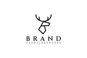 Fototapeta na wymiar Deer logo design with minimalist line art style