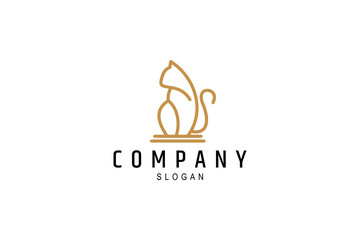 Fototapeta premium Sitting cat logo design in line art style with luxury colors