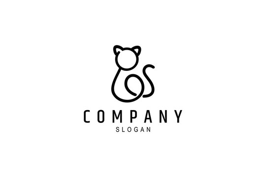Cat logo design with continuous line style