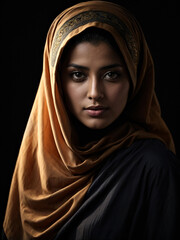 Portrait of beautiful Muslim woman, dressed in Islamic garb